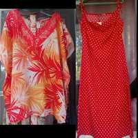 Блуза із поясом та нове плаття червоне в горошок
