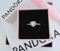 Каблучка зі срібла Пандора біле серце Pandora кольцо белое серце 17 р