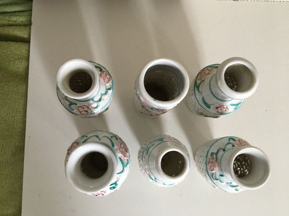 Chińska porcelana wazoniki zestaw 6szt z okresu Prl