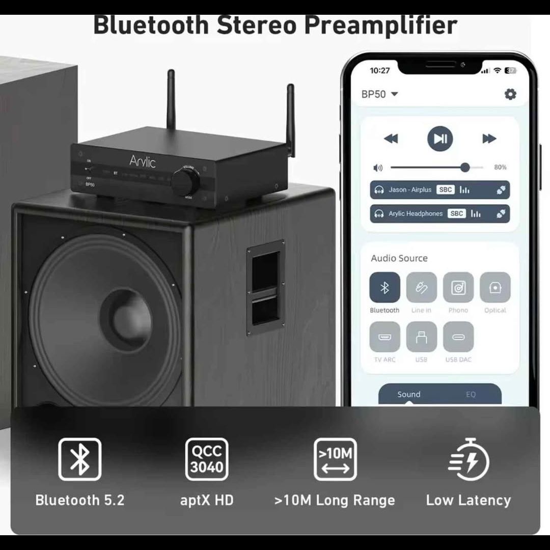 Receptor de Áudio Bluetooth Arylic BP50