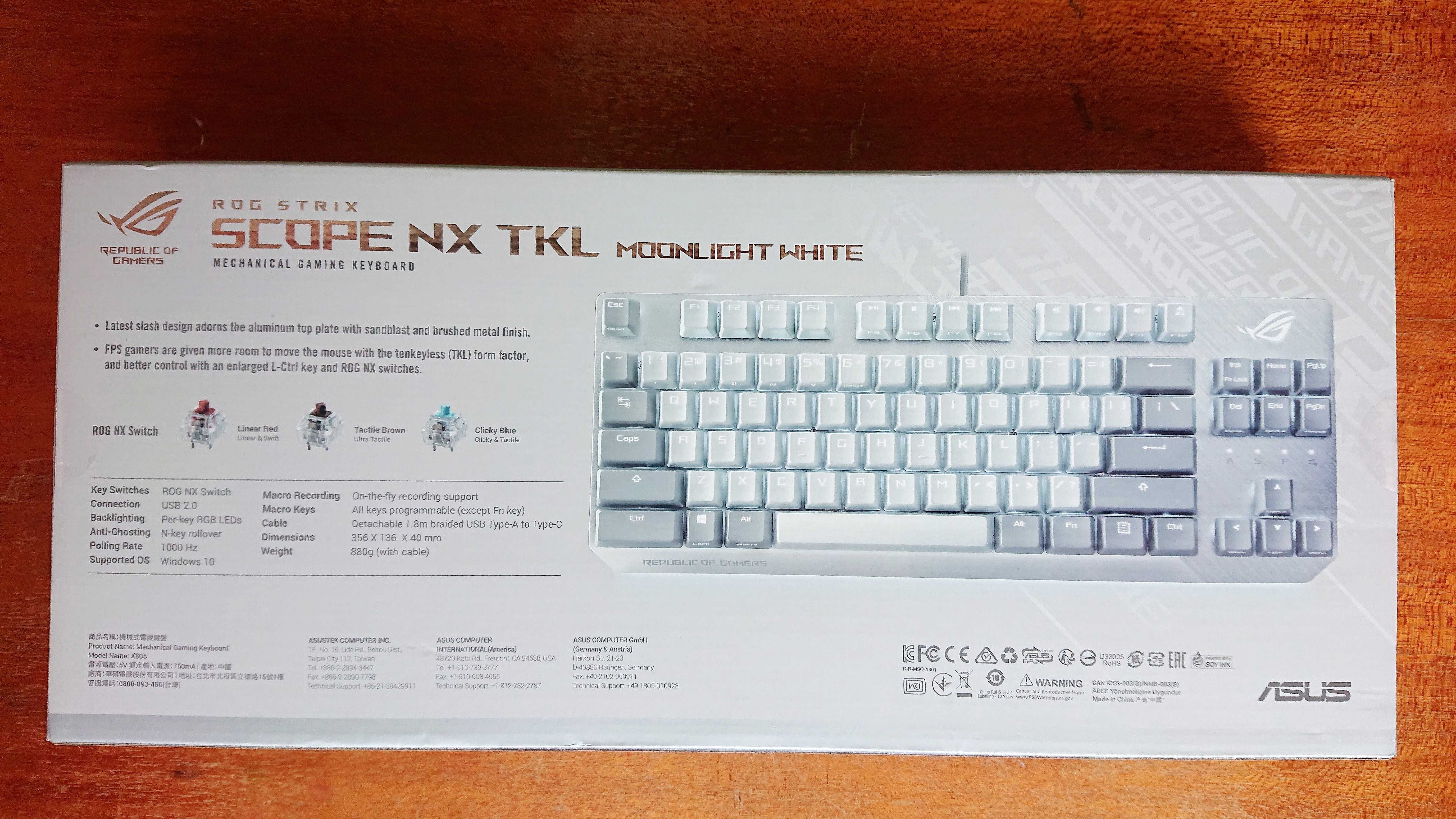 НОВА механічна ігрова клавіатура ROG Strix Scope NX TKL MoonlightWhite