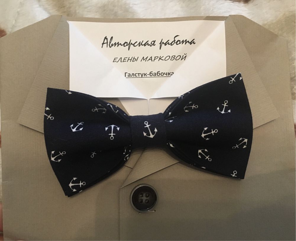 Метелик - краватка чорна з малюнком (якір).
