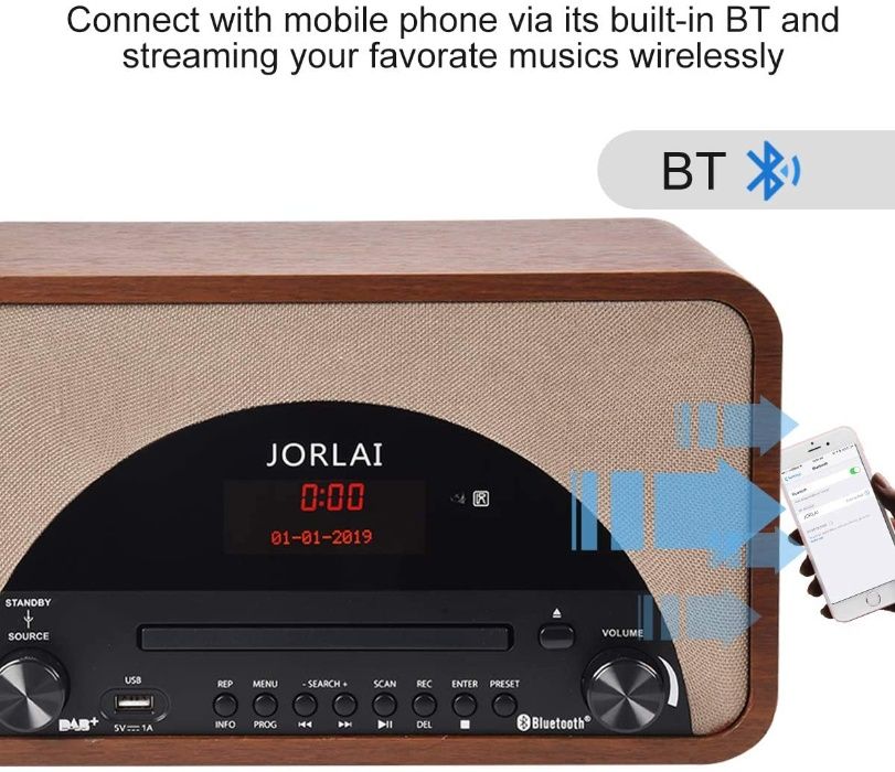 JORLAI Radio Dab + FM AM DSP HiFi Bluetooth Ретро