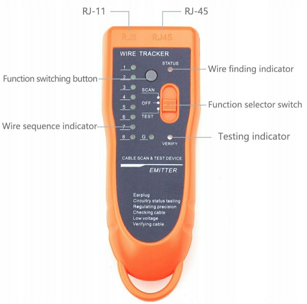 Śledzenie przewodów XQ-350 RJ45 RJ11 lokalizator do sieci telefoniczne