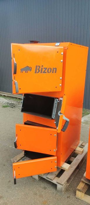 Котел Бокова загрузка, твердопаливний, Бізон, з плитою, сталь 5мм