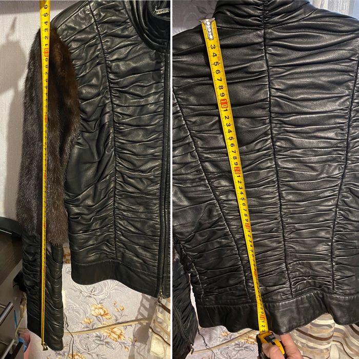 ADAMO кожаная куртка с норковыми рукавами