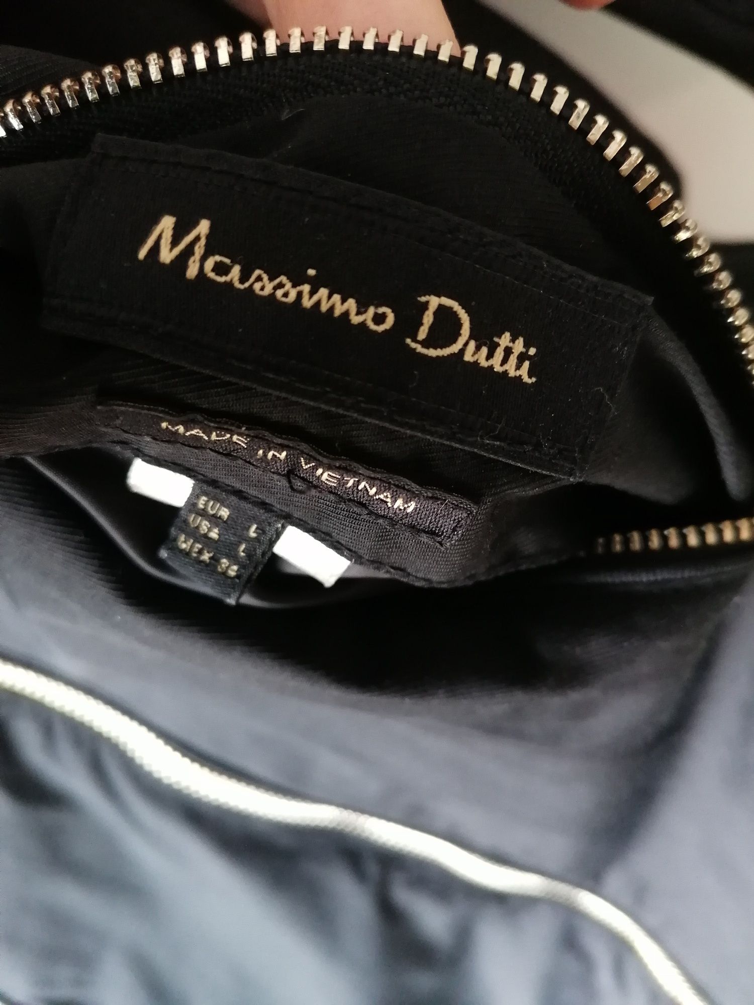 Massimo Dutti dwustronna kurtka puchowa płaszcz puchowy zielona czarna