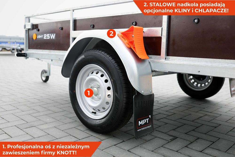MOCNA 252x135x38 przyczepka lekka VESTA light 25W sklejki z relingami