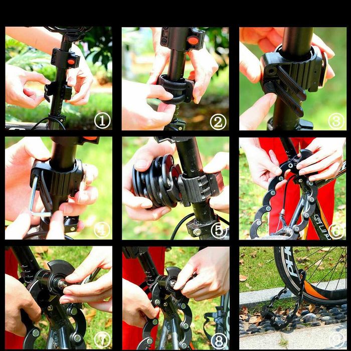 Blokada rowerowa zapięcie rowerowe do roweru składane stal solidna