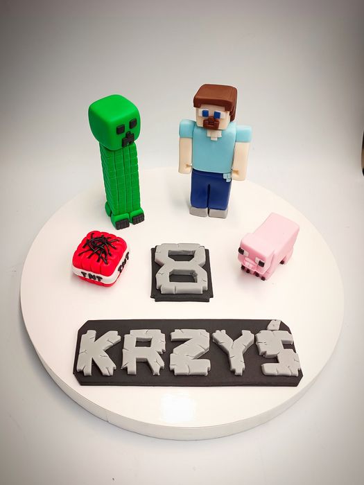 Figurka z masy cukrowej topper na tort Minecraft Świnia Świnka