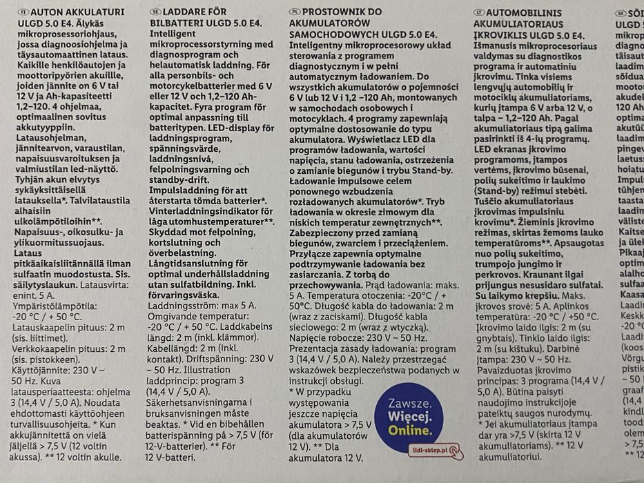 Prostownik ładowarka do akumulatorów ULTIMATE SPEED ULGD 5.0 E4