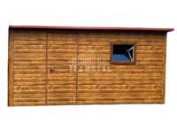 Domek Ogrodowy Garaż Blaszany 6x3 drzwi - okno Spad w tył TS145