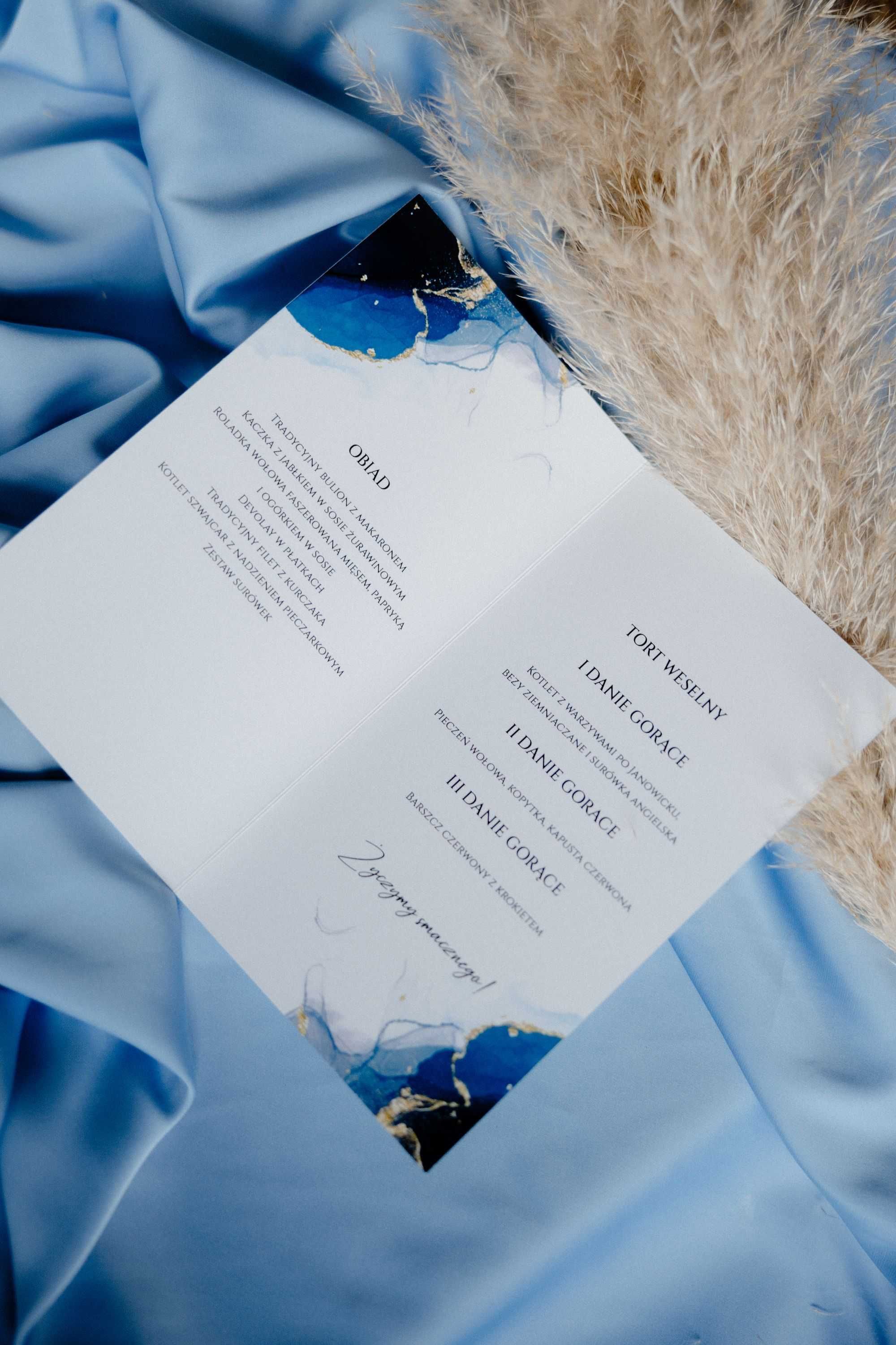 menu na stół weselny - granat i złoto - Beti