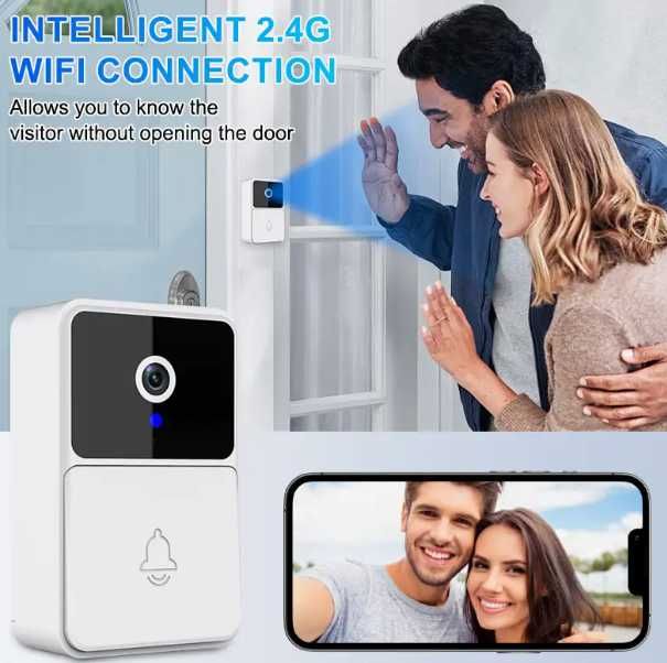 Campainha inteligente sem fios, monitorização 24/7, controlo por app