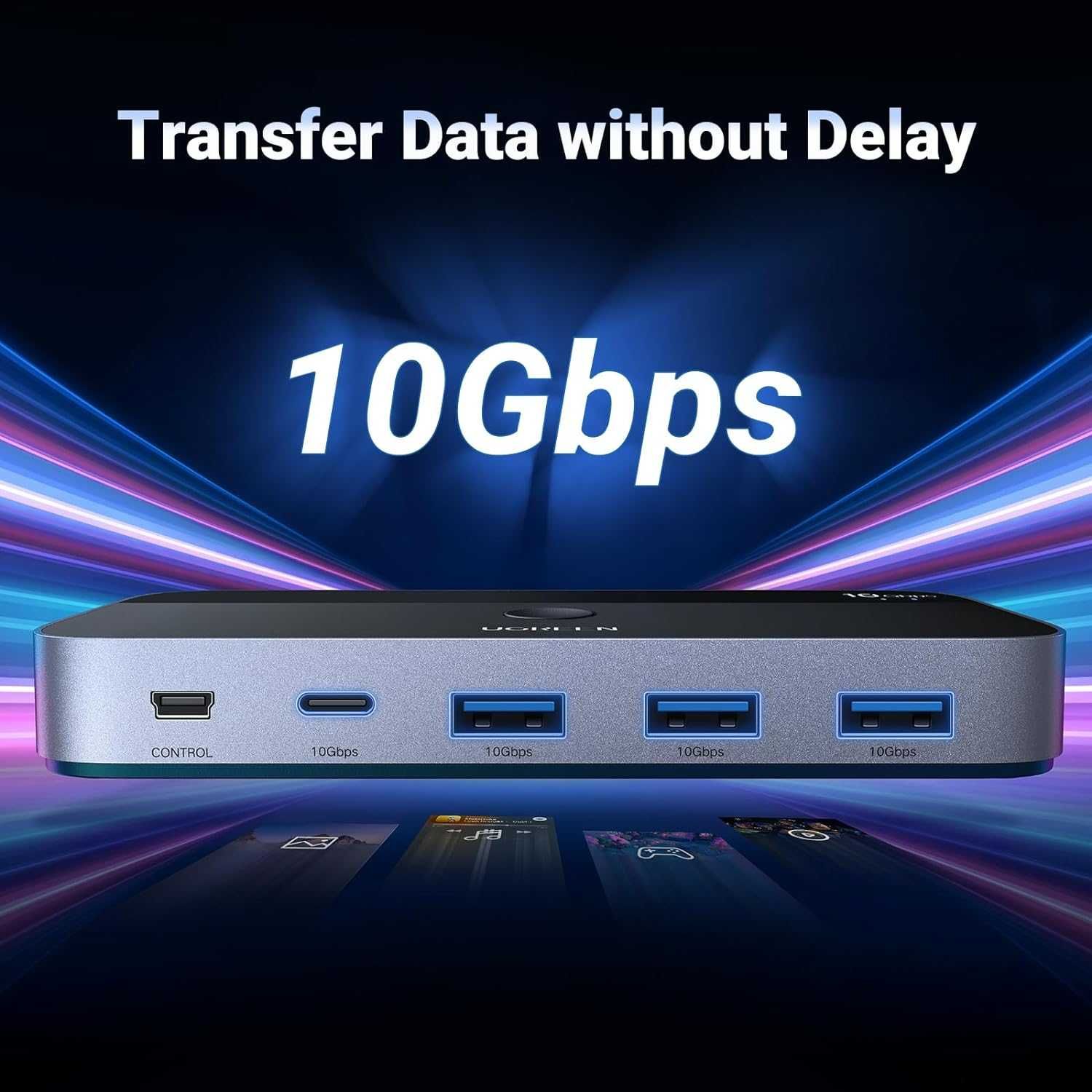 KVM USB Переключатель на 2 ПК Ноутбука Switch USB 3.2 10gb Ugreen Хаб