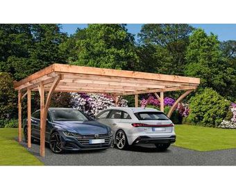 Carport wiata samochodowa na 2 auta łuki 500x510 cm modrzew blacha alu