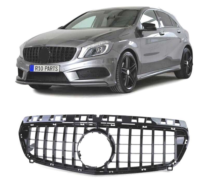 GRELHA FRONTAL MERCEDES CLASE A W176 12-15 GT STYLE PRETO BRILHANTE