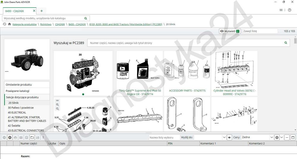 KATALOG CZĘŚCI John Deere Parts Maszyny Rolnicze Zdalna Instalacja PL