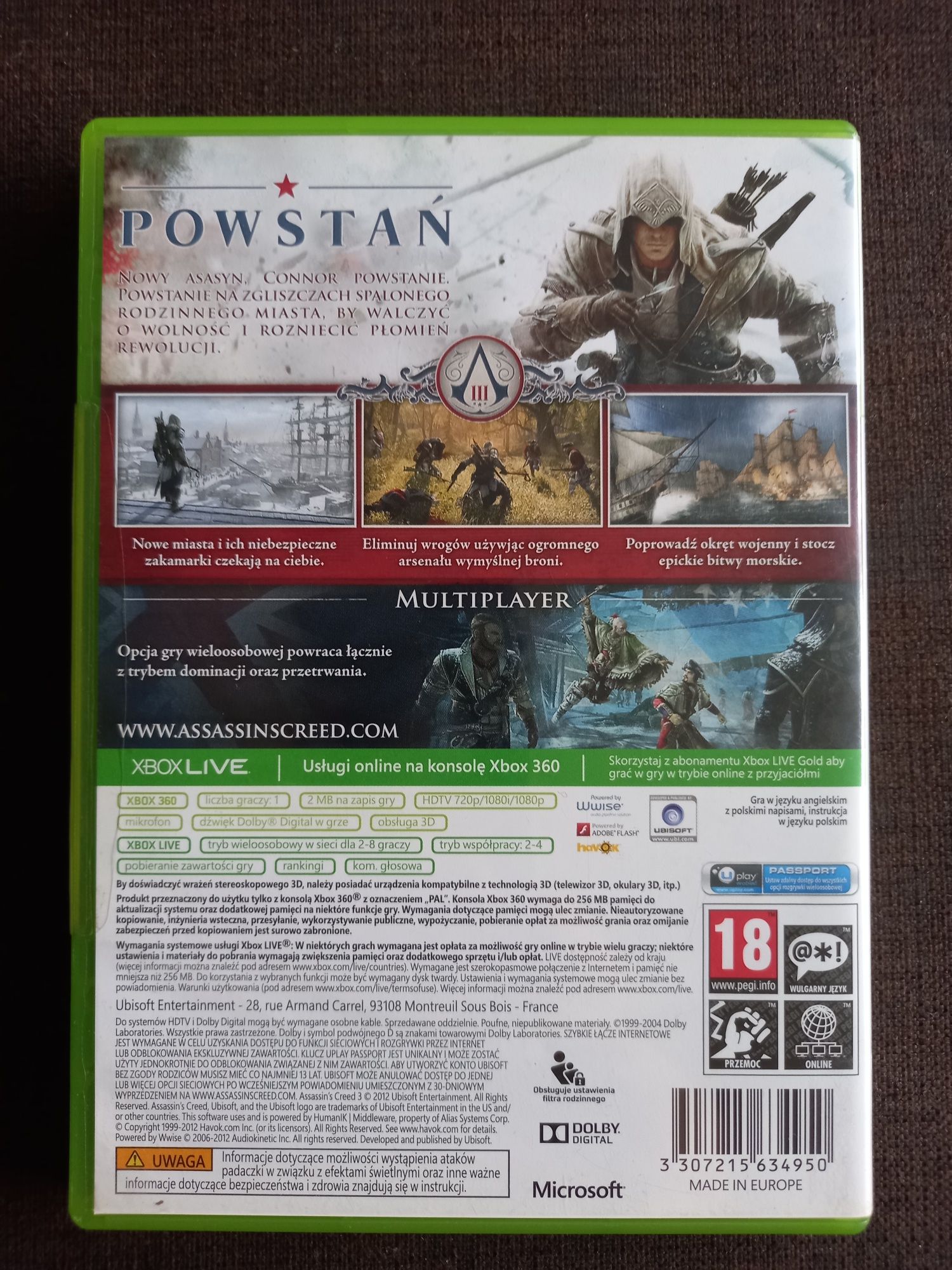 Gra Assassin's Creed 3 PL na xbox 360 Assassin III po polsku!!!