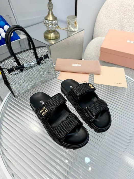 Miu Buty, sandaly klapki, skora od reki