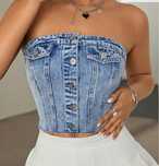 Jeansowy top s gorset