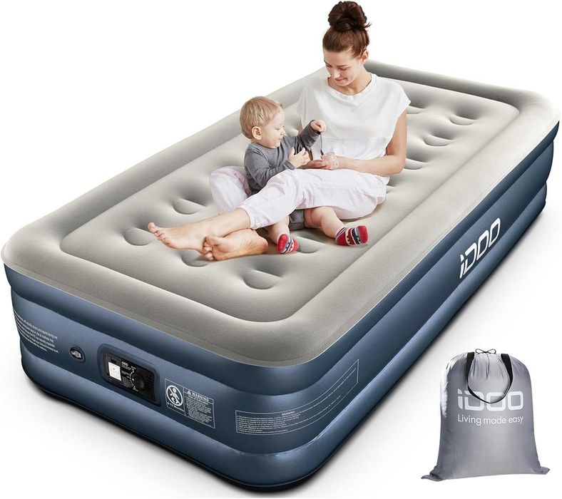 Materac Dmuchany Dwuosobowy Idoo 203x152x38 cm Samopompujący z pompką
