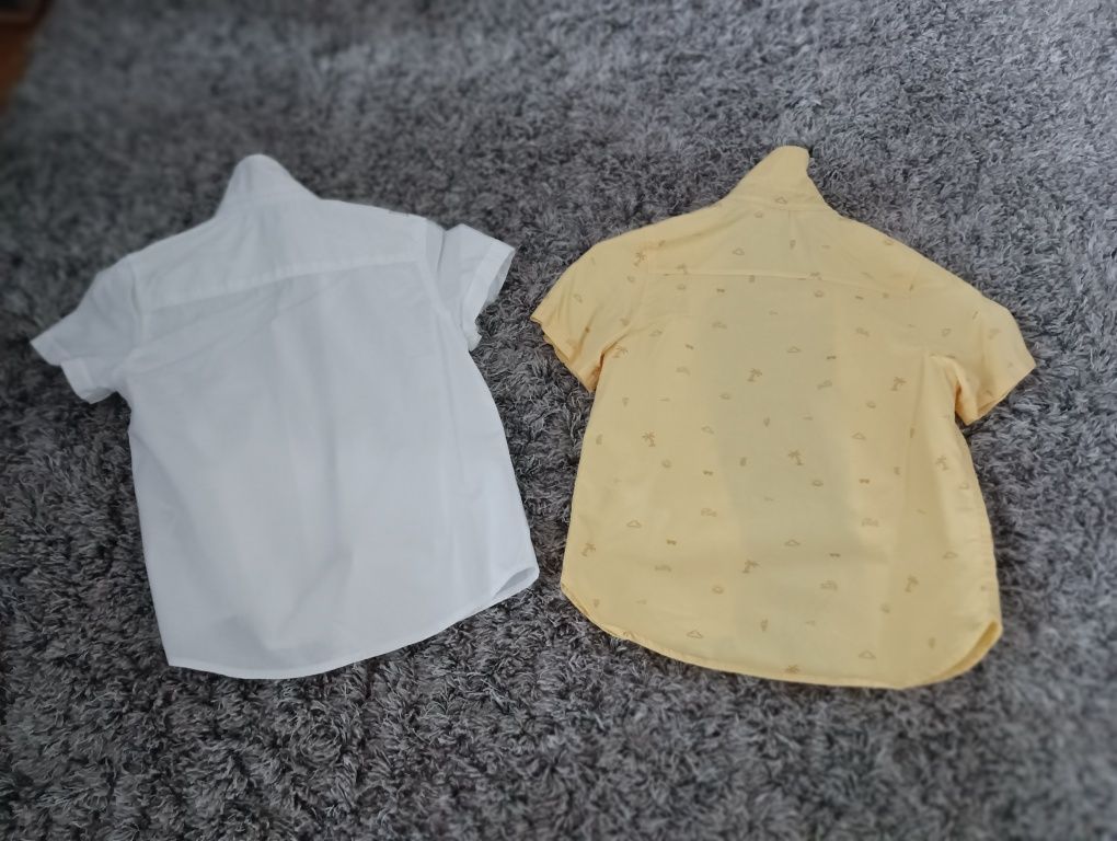 2x koszula krótki rękaw żółta i biała