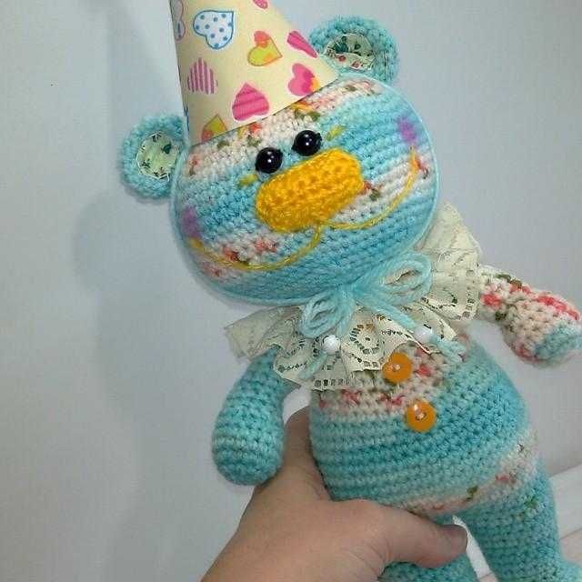 Новая вязаная Мягкая игрушка Prezzzent_ Мишка Улыбашка Hand Made 35 см