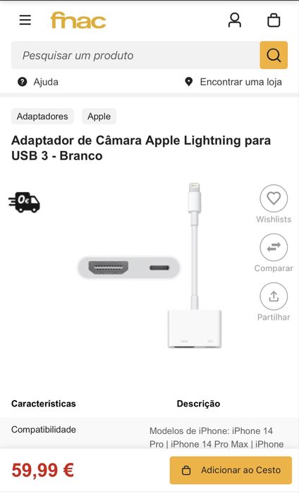 Adaptador APPLE Lightning | USB 3