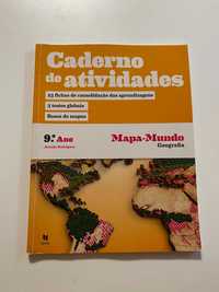Mapa Mundo Geografia 9, caderno exercícios, geografia, 9º ano