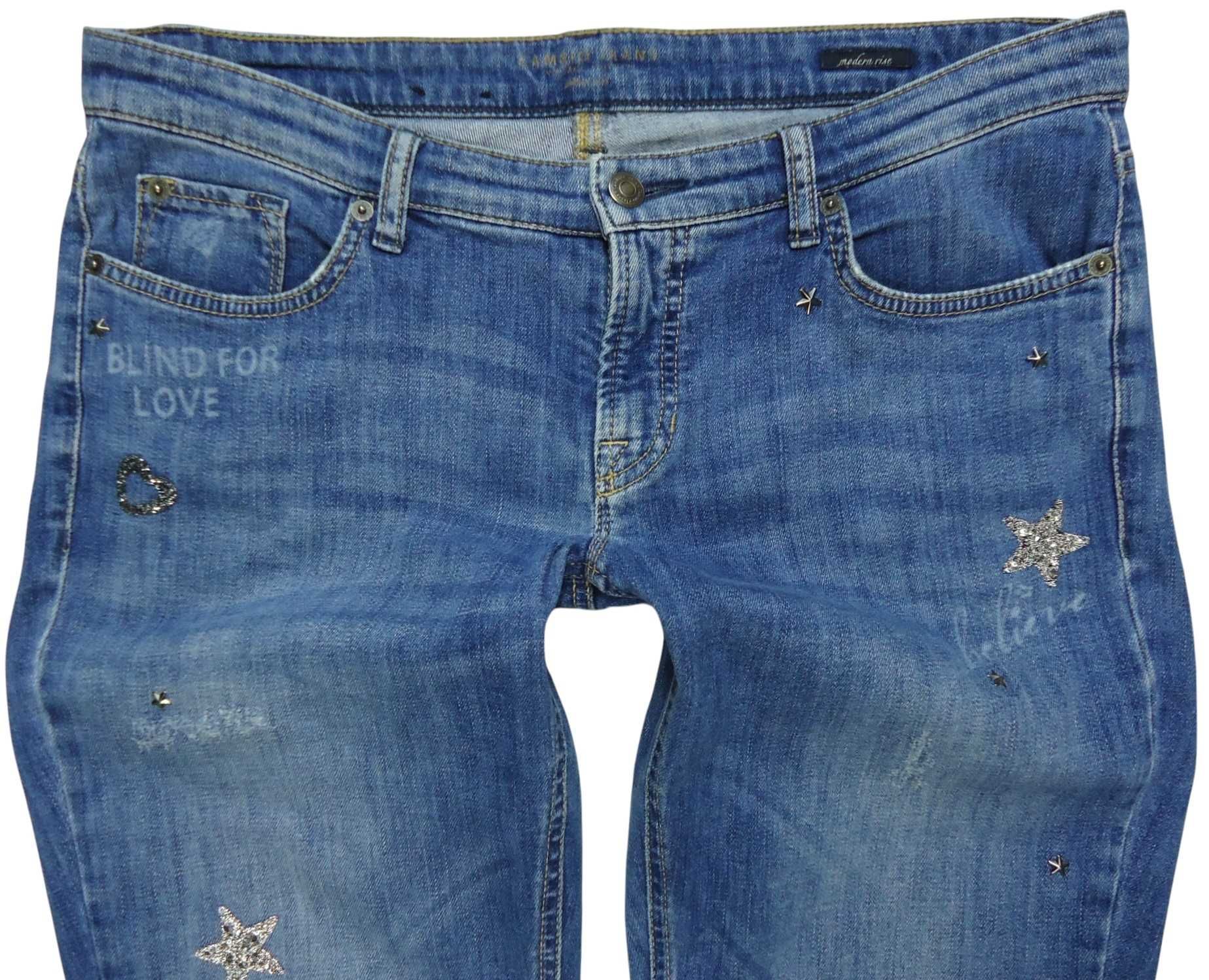 CAMBIO spodnie jeansy rurki SKINNY przetarcia naszywki 42