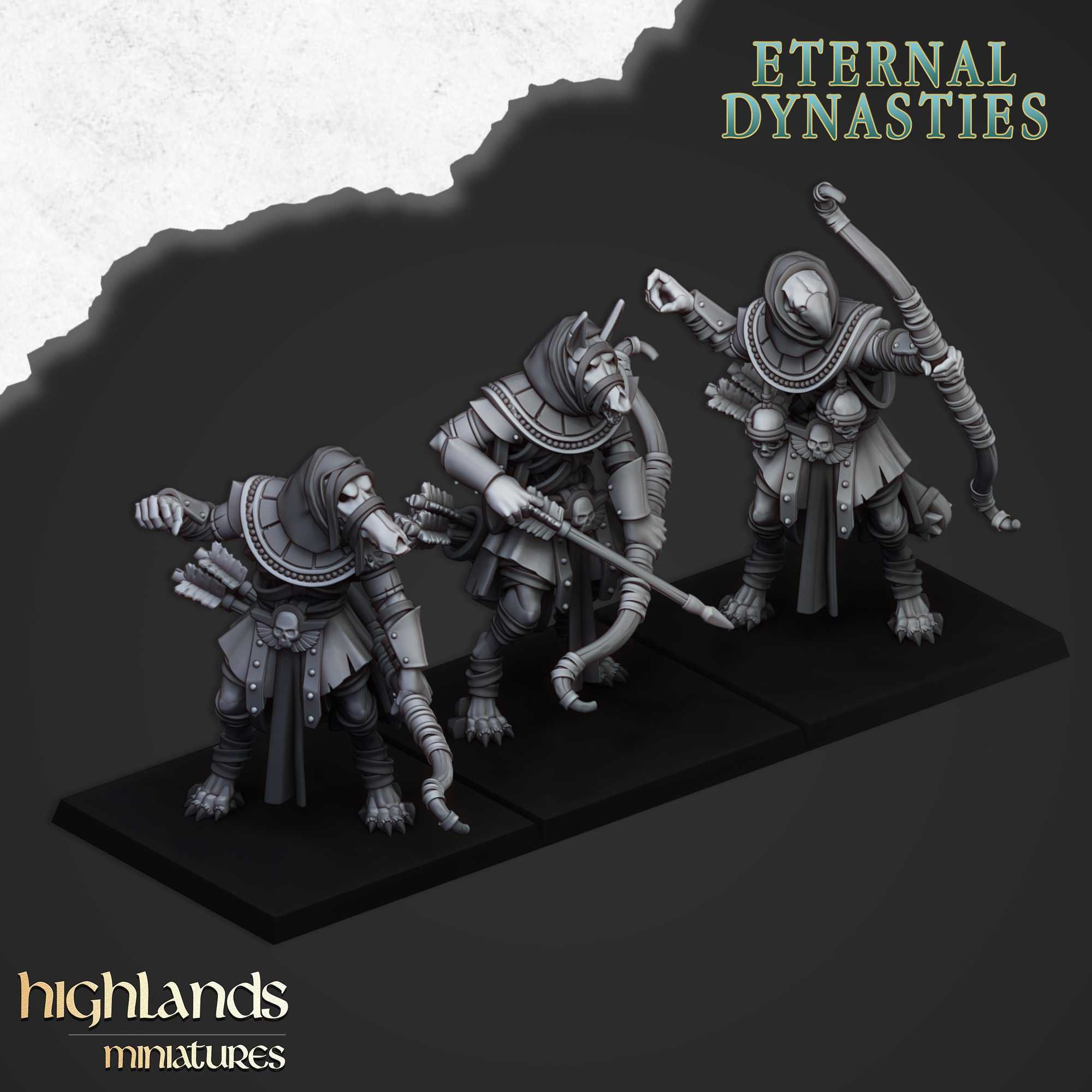 Anubis Guard with Bows / Great Weapons - WFB ToW AoS Highlands x3