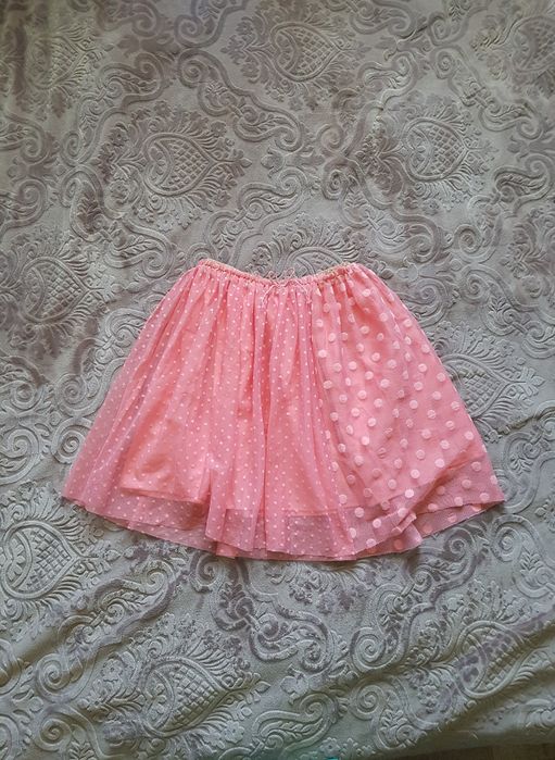 Rezerwac Różowa dziewczęca spódnica w groszki z tiulem H&M 140-146