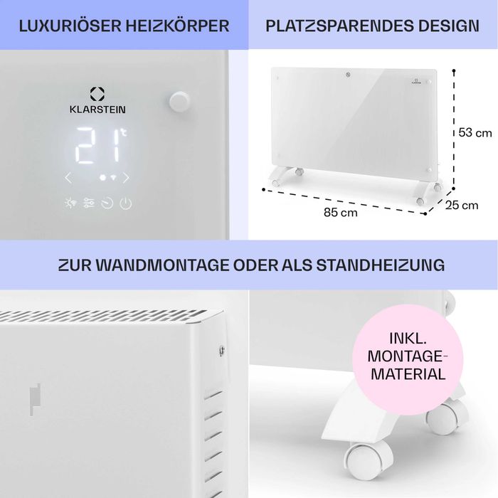 Конвекторный смарт обогреватель панель Klarstein Bansin Crystal Smart