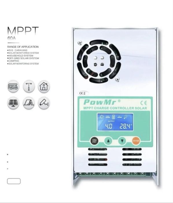 Контролер заряду PowMR 60A MPPT 12V 24V 36V 48V для li-ion lifepo4