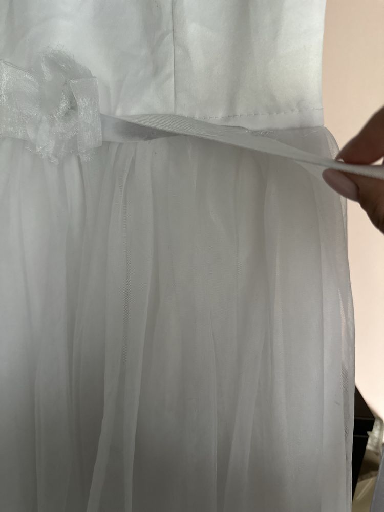 Sukienka po komunii 158 cm biala tiul koronka