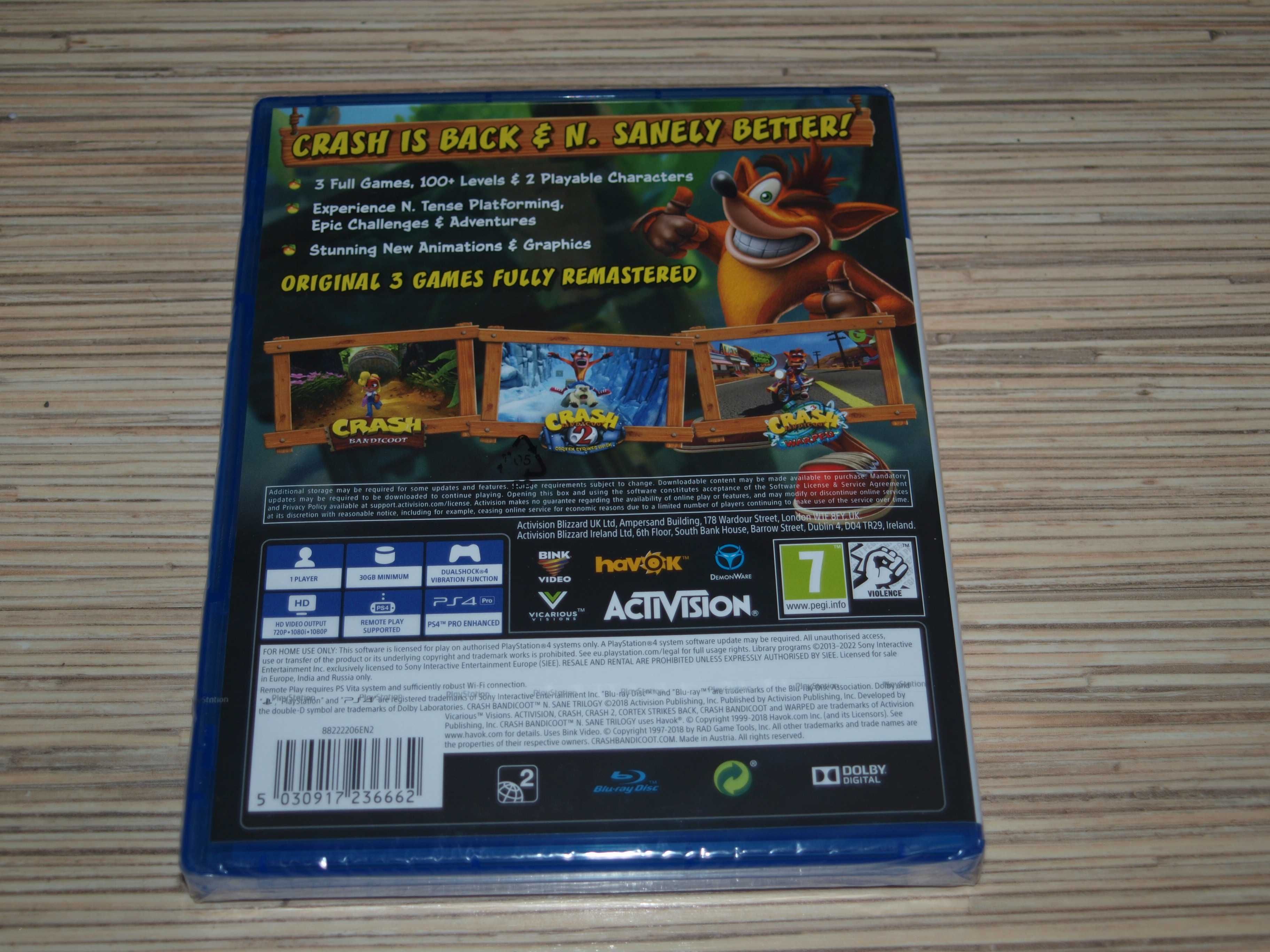 Gra dla dzieci Crash Bandicoot N.Sane Trilogy ps4/ps5 nowa we folii