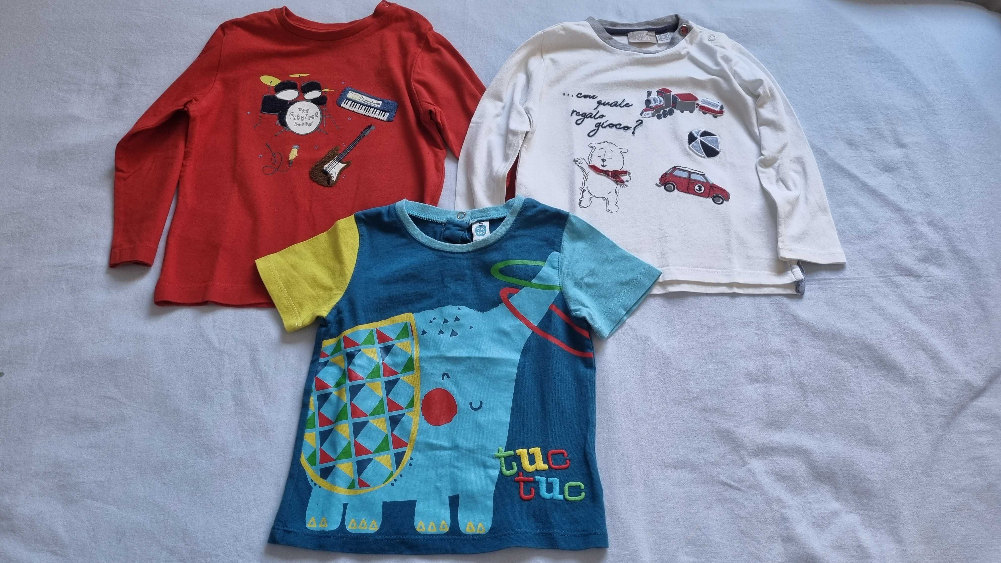 Conjunto de 3 tshirts Chicco, Mayoral e TucTuc, tamanho 18 a 24 meses