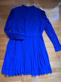 BOOHOO nowa szyfonowa sukienka mini chabrowy/kobaltowy r. 42-44
