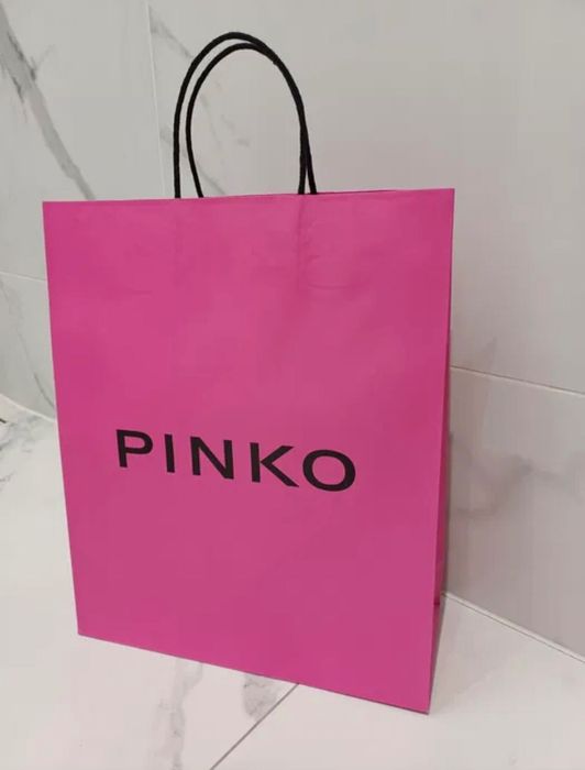 PINKO średnia torba papierowa zakupowa prezentowa na prezent różowa