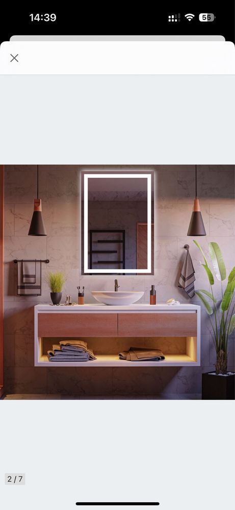 Sprzedam 2 lustra LED: 1 poziome i 1 pionowe. Wymiary 90x100cm