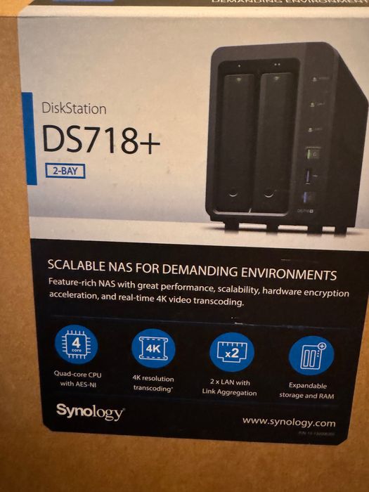 Synology DS718+ (2 x 4TB HDD + 8GB RAM)