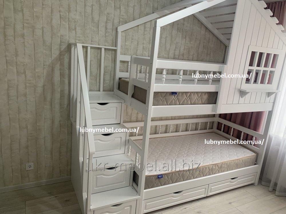Двоярусне дерев'яне ліжко Савана (кровать двухъярусная)