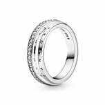 Anel Triple Band Pavé Pandora em Prata de Lei 925 Novos