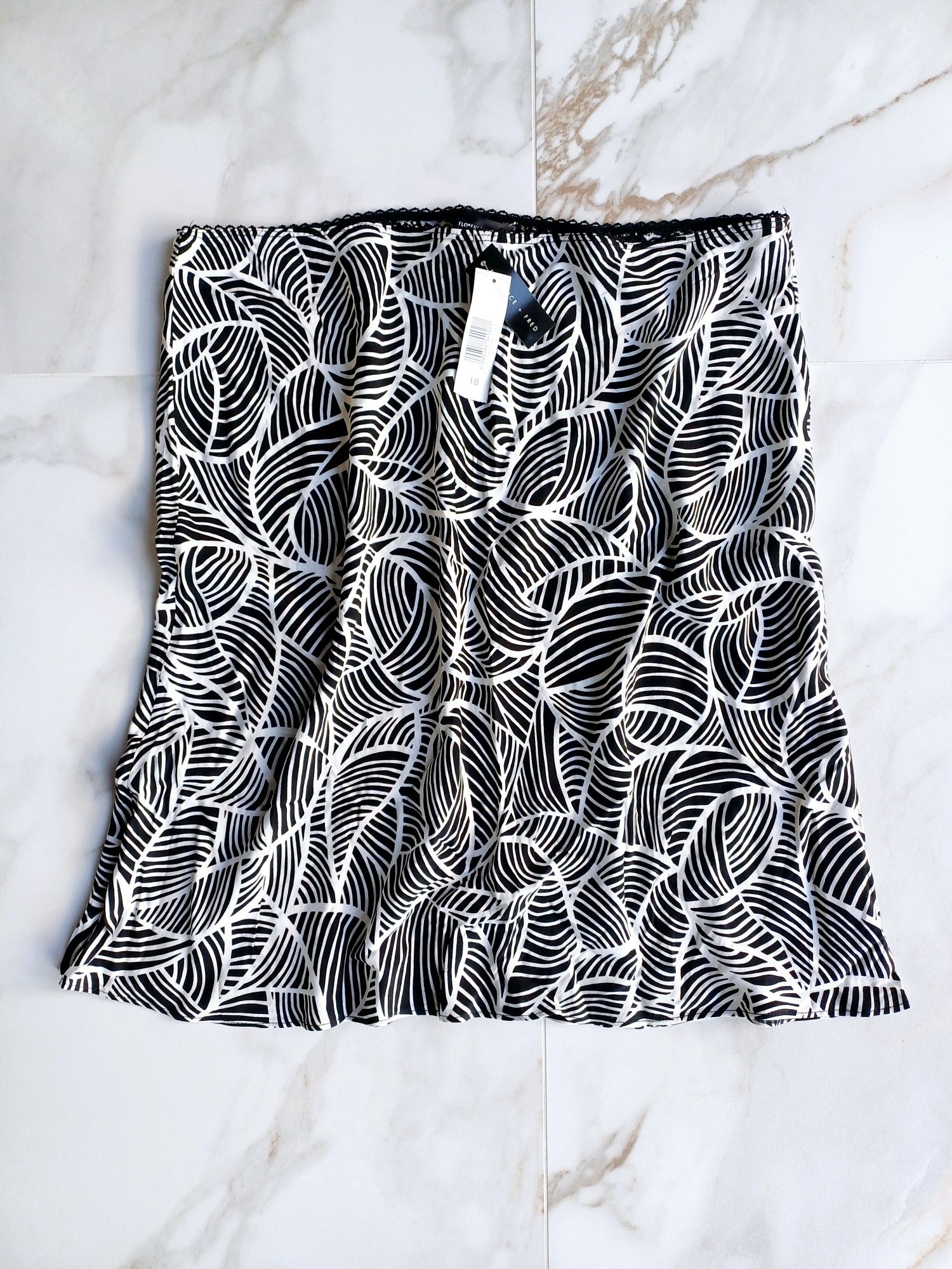 Florence+Fred nowa z metką spódnica midi czarno biała zebra liście 46
