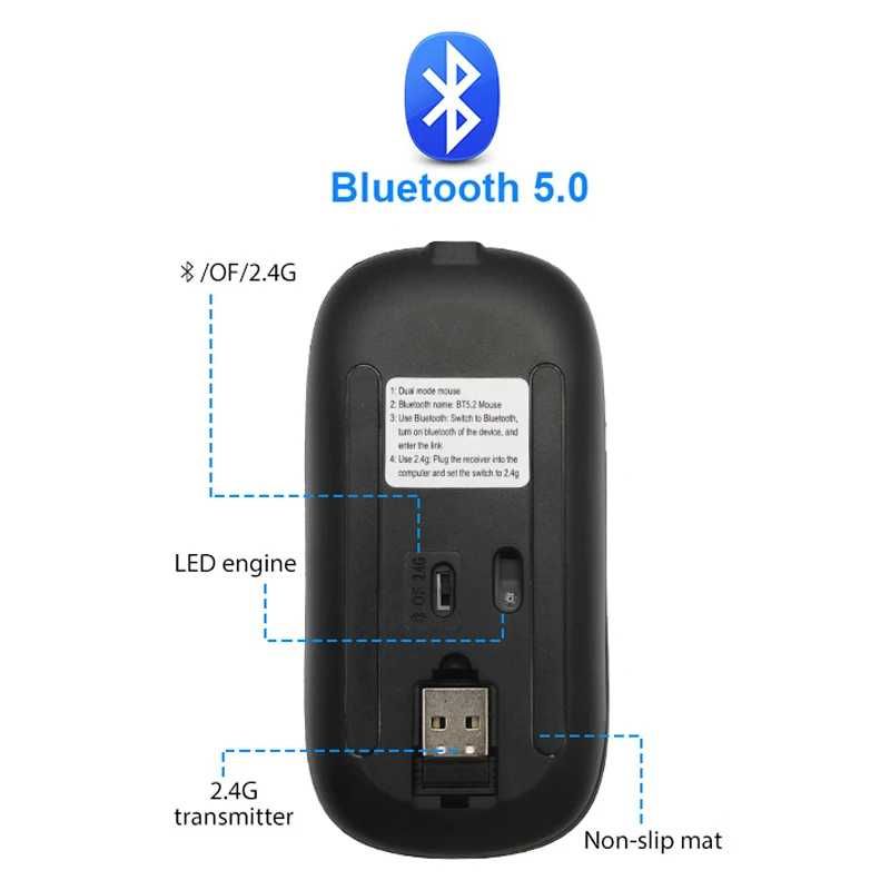 Беспроводная мышь, перезаряжаемая, Bluetooth-совместимая , бесшумная