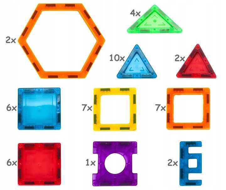 klocki magnetyczne malplay magnetic tiles edukacyjne 70 elementów!