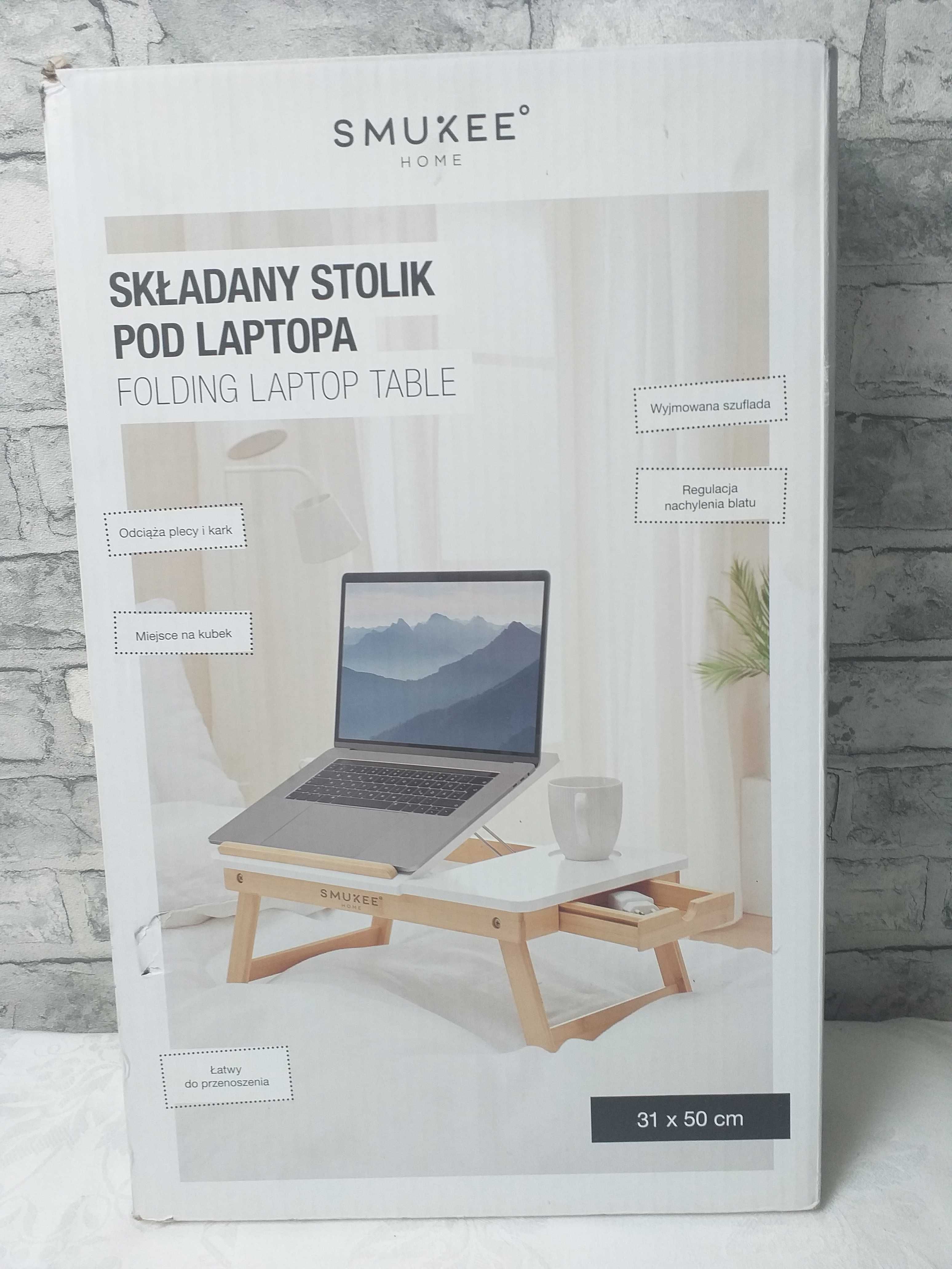 Stolik pod laptopa ze składanymi nóżkami z drewna bambusowego