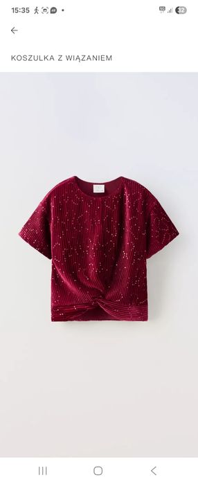 Bluzka dziecięca borodowa świecącą Zara 164