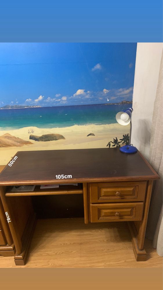 Conjunto de secretária com mesa de cabeceira